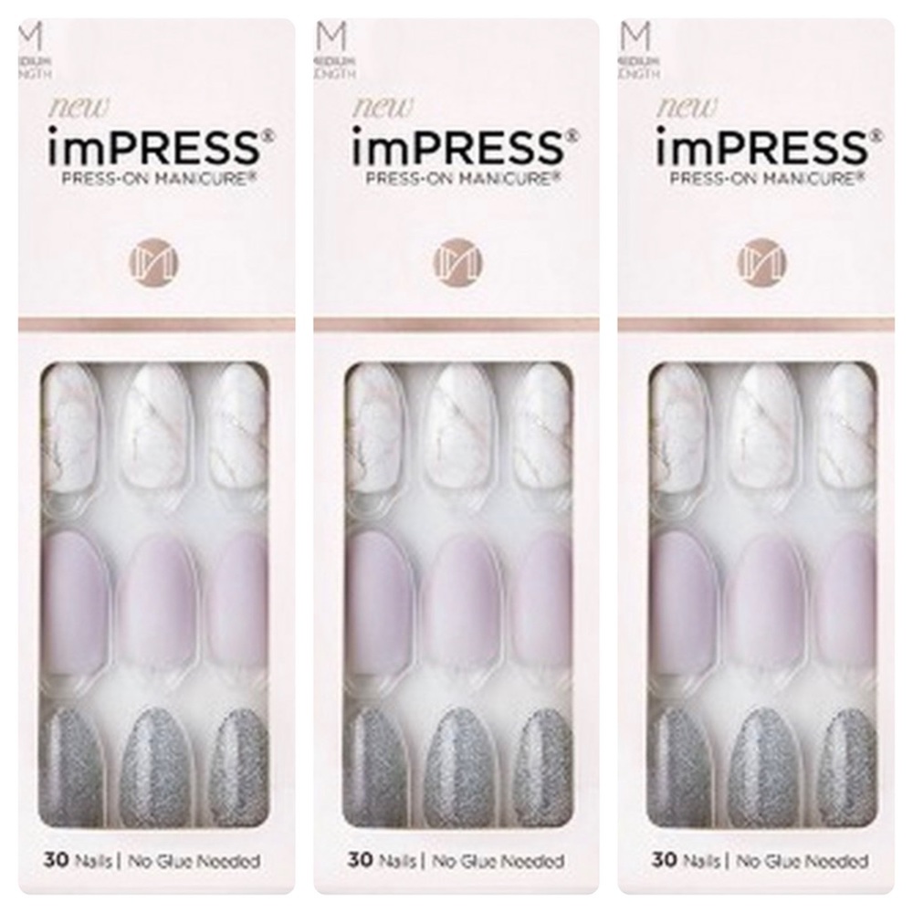 ImPress Press-On Light Purple Amond Shape Nails Climb Up x 3 Packs!
